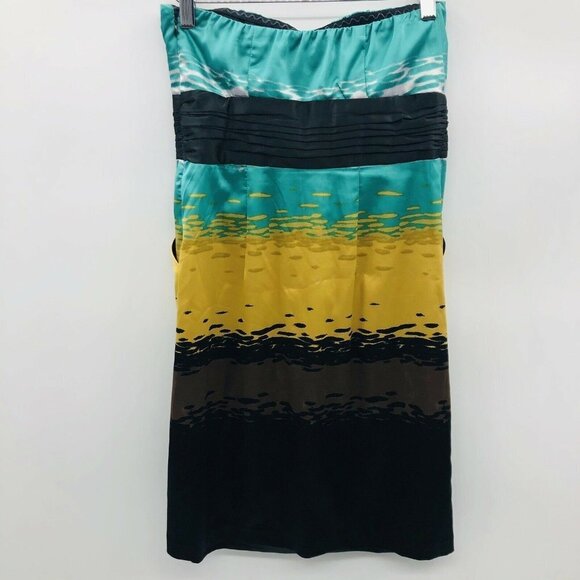 The Limited Printed Colorblock Strapless Dress 431 - Picture 4 of 7